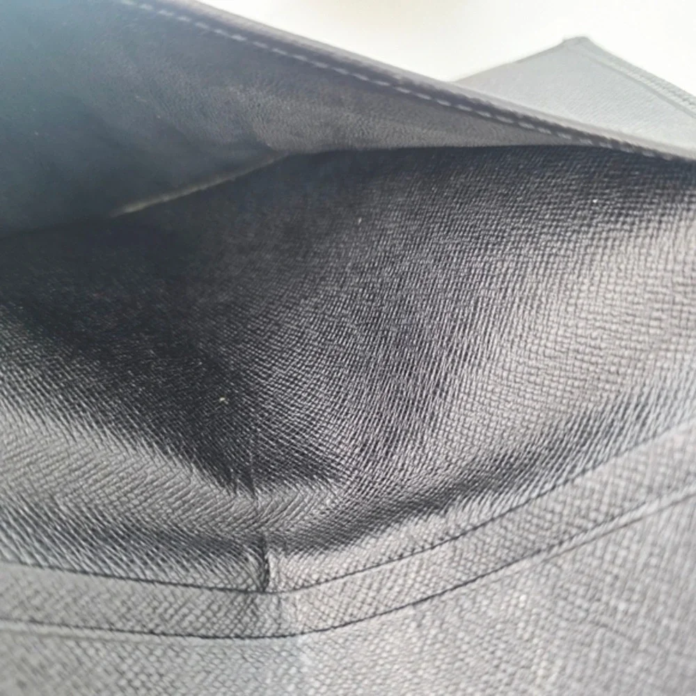 Louis Vuitton Taiga Brazza Wallet Long Portefeuille Bifold Charcoal Gray Leather